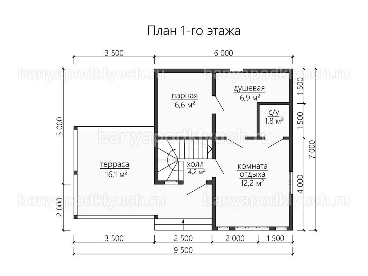 Баня из бруса 9.5x7 м Баня из бруса 9.5x7 м